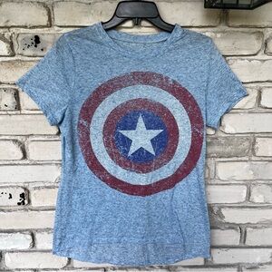 Marvel Light Blue Speckled Tee with Star front